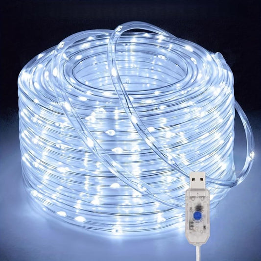 10m LED Strip Lights USB Powered Multicolor Flexible Rope Lighting for Indoor, Bar, Stairs, Party, Garden Decorations, White