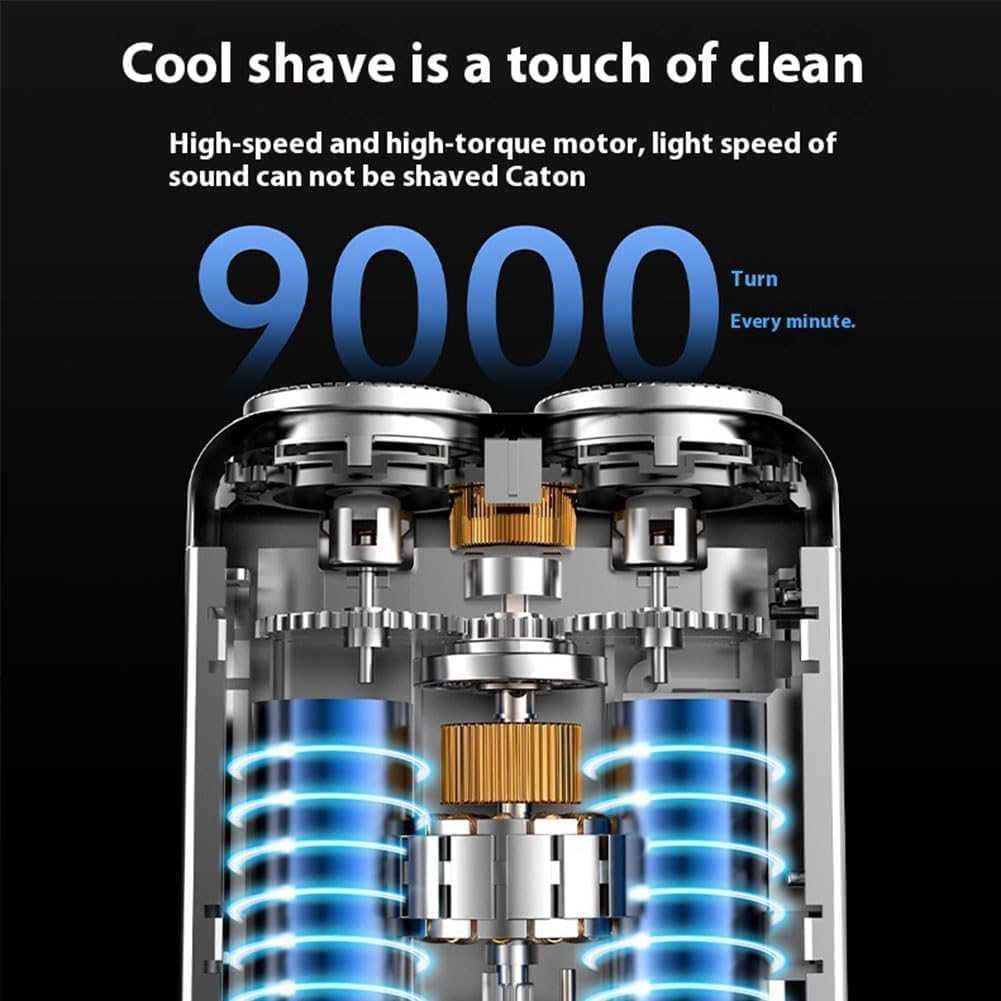 Skywortl Mini Shaver, Beard Shavers Portable Suitcase Design Razor, Mini Portable Electric Shaver for Men Waterproof, Fast Charging Long Battery Life Double-Ring Magnetic Cutter for Travel (Black)