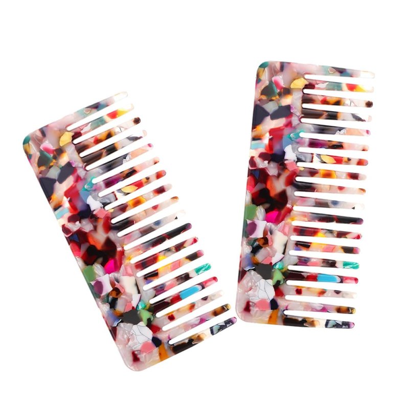 INOOMP 2Pcs Anti-Static Acetate Hair Combs Detangler Tooth Comb for Curly and Wet Hair Styling for Women Colorful Set