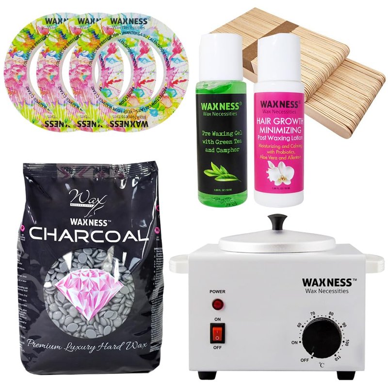 Waxness Russian Pearl Aromatherapy Stripless Wax Kit with Heater, 2.2 lb (1 kg) Hard Wax Beads – Professional Waxing Kit for Face, Bikini & Body – Made in Italy