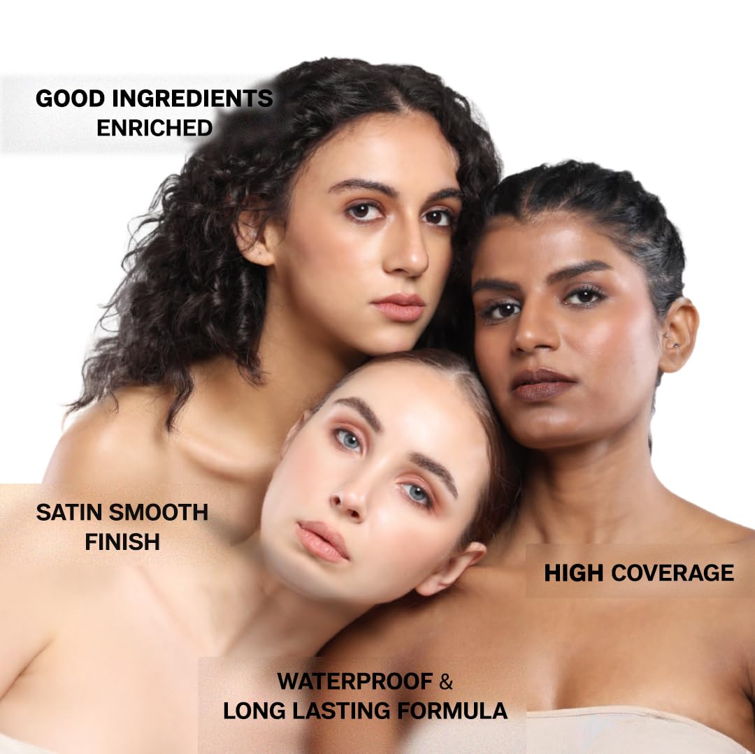 FLiCKA The Base Story Cream Foundation for Face Makeup 8.5gm Medium to High Coverage Waterproof & Long Lasting Smooth & Matte Finish with SPF All Skin Types 02 Beige