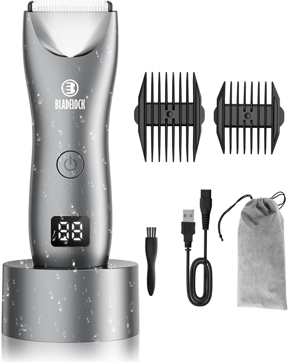 Beard Trimmer for Men - Rechargeable Electric Vacuum Trimmer with 2 Combs & 1-20mm Adjustable Length | Waterproof Cordless Mustache Trimmer