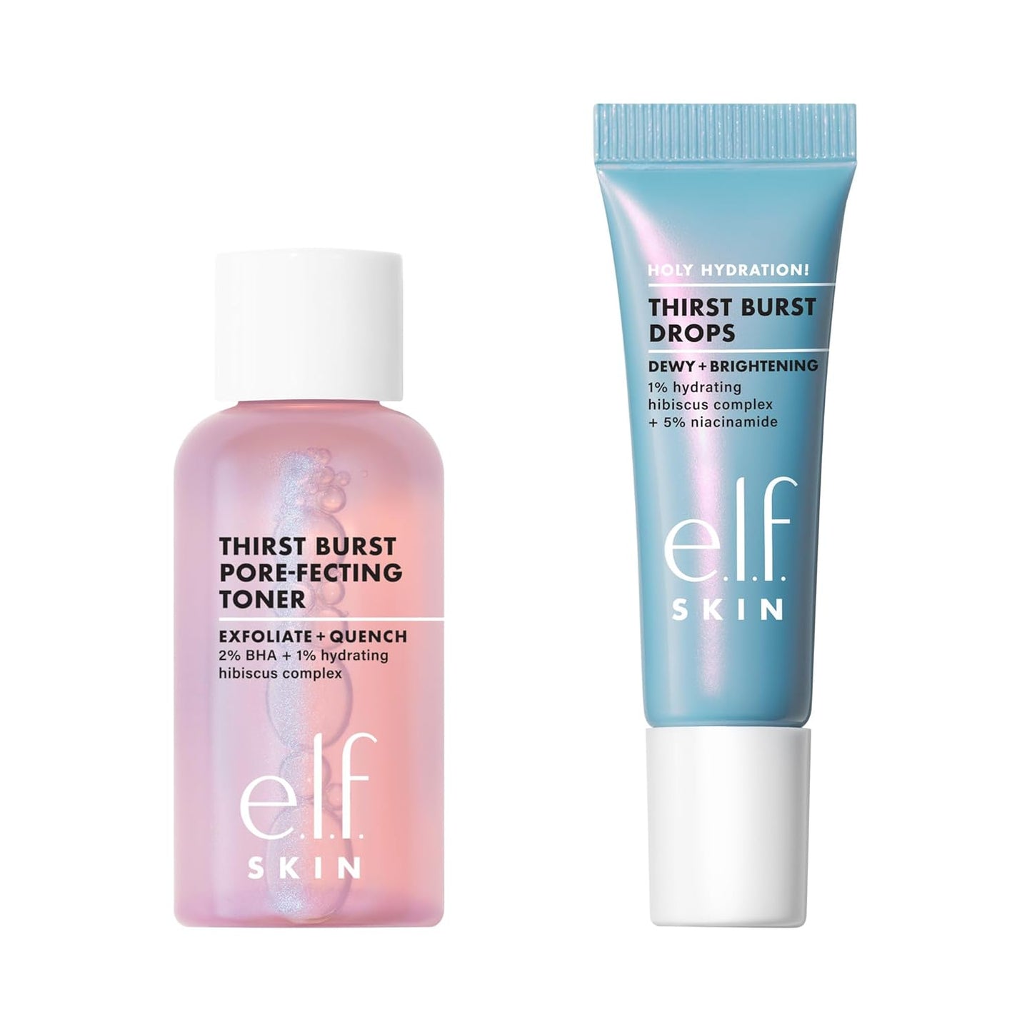 e.l.f. SKIN Thirst Burst Dew-O Travel-Sized Skincare Set | Exfoliating Toner & Hydrating Serum for Dewy Glow