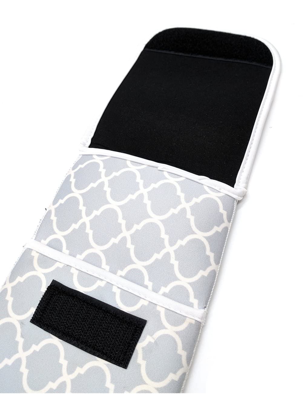 ALEIFLE Women's Heat Resistant Neoprene Curling Iron Holder Flat Iron Curling Wand Travel Storage Cover Case Bag Pouch -Water-Resistant (Grey Chervon)