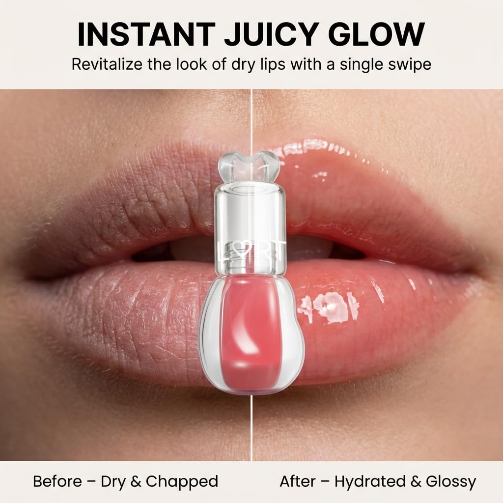 Peptide Lip Oil Gloss - Tinted Hydrating Formula with High-Pigment Shine | Heart-Shaped Cap - 03 (Cherry Melt)