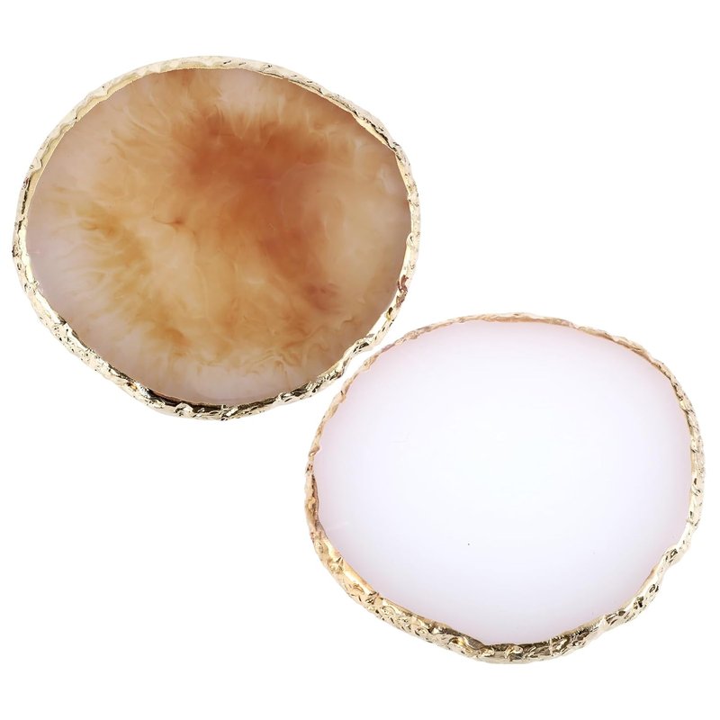 Resin Nail Art Palette Set - 2 Pcs Mixed Color Palettes with Gold Edge | Coffee & White Display