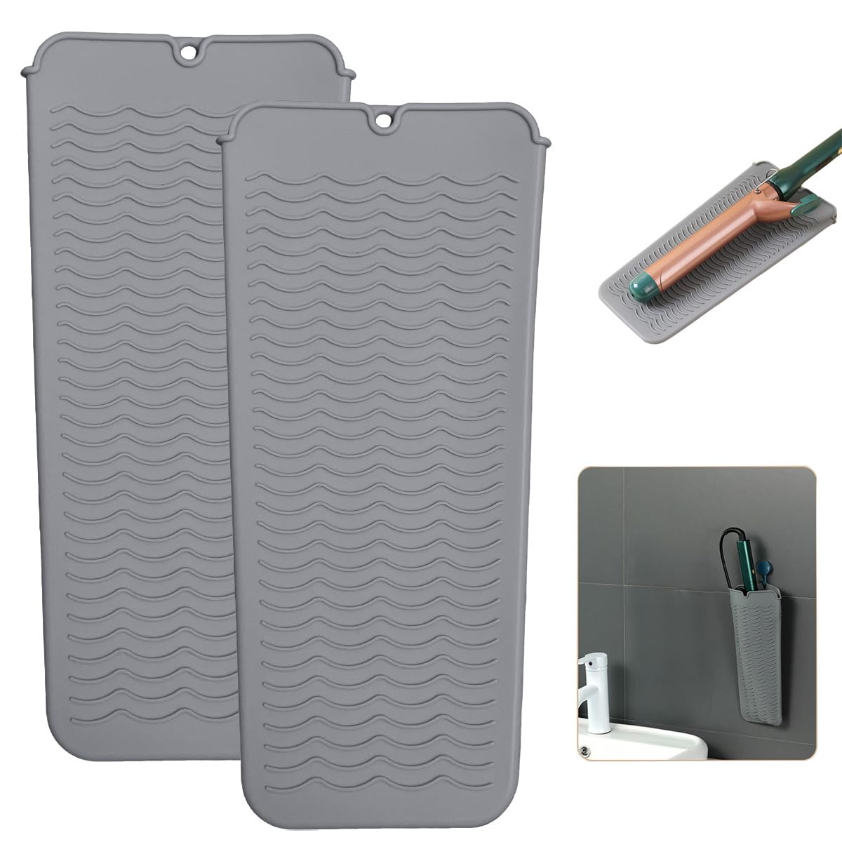 Heat Resistant Silicone Mat - Travel Pouch for Curling & Flat Irons | 11 x 5 in, Black
