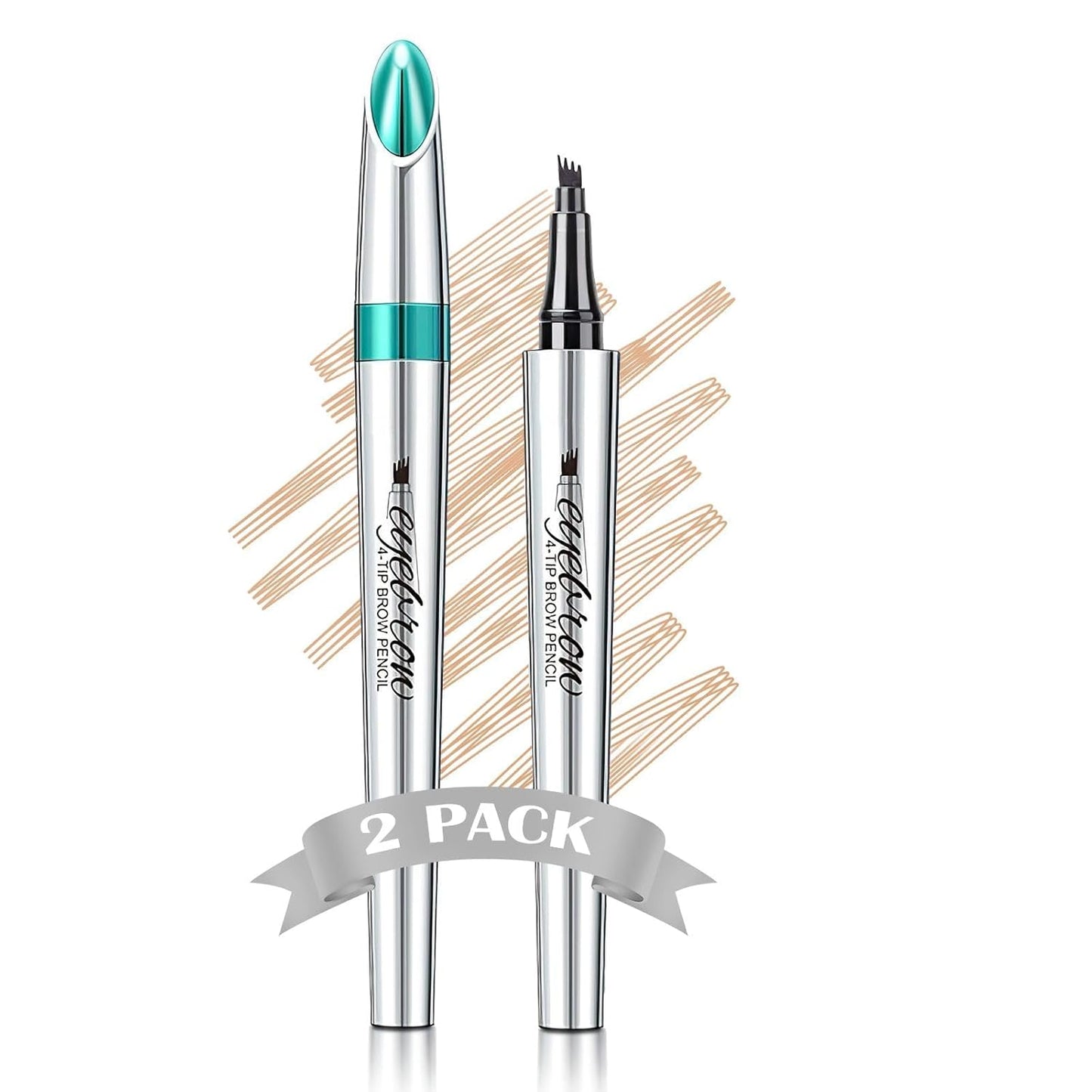 Microblading Eyebrow Pen - Long-Lasting 4 Fork Tip Tattoo Pencil | Dark Brown, Easy to Use Eyebrow Brush