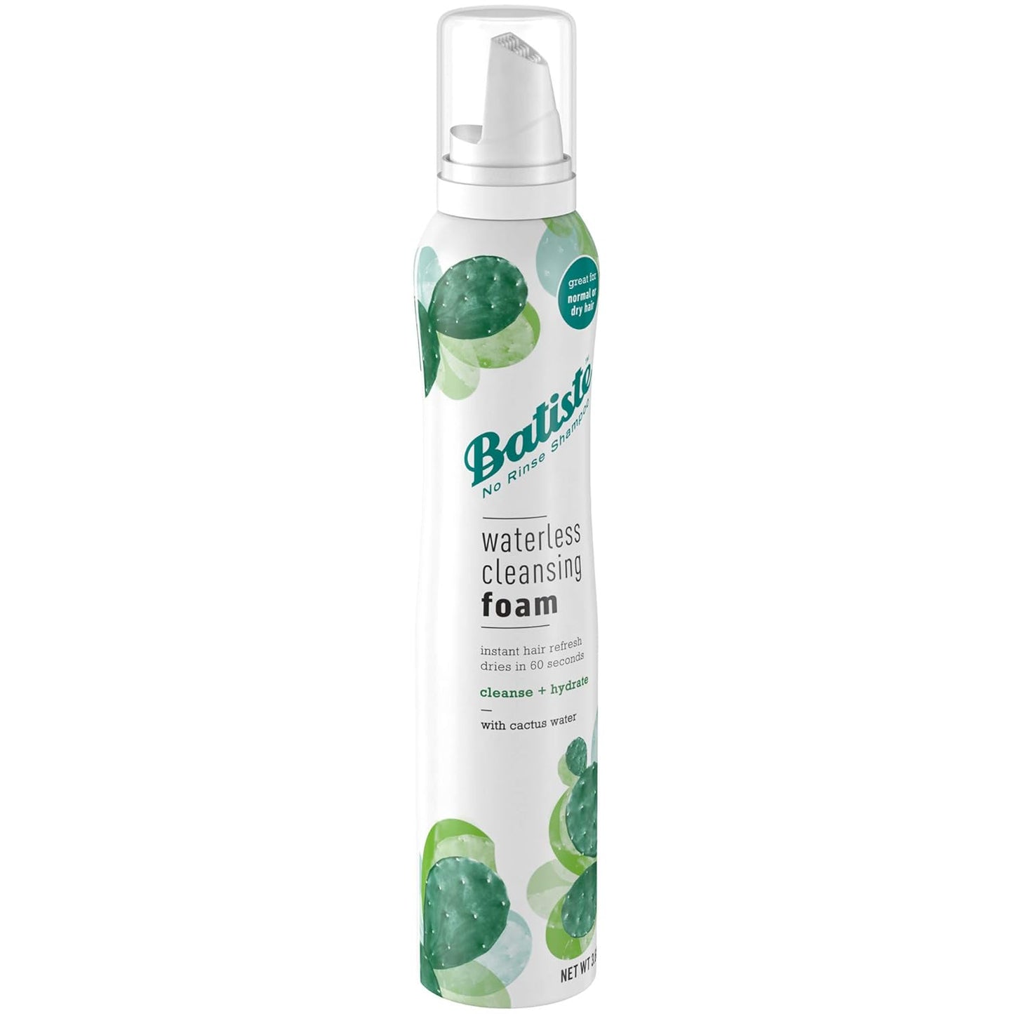Batiste Waterless Cleansing Foam - Cleanse & Hydrate with Cactus Water | 3.60 OZ, White