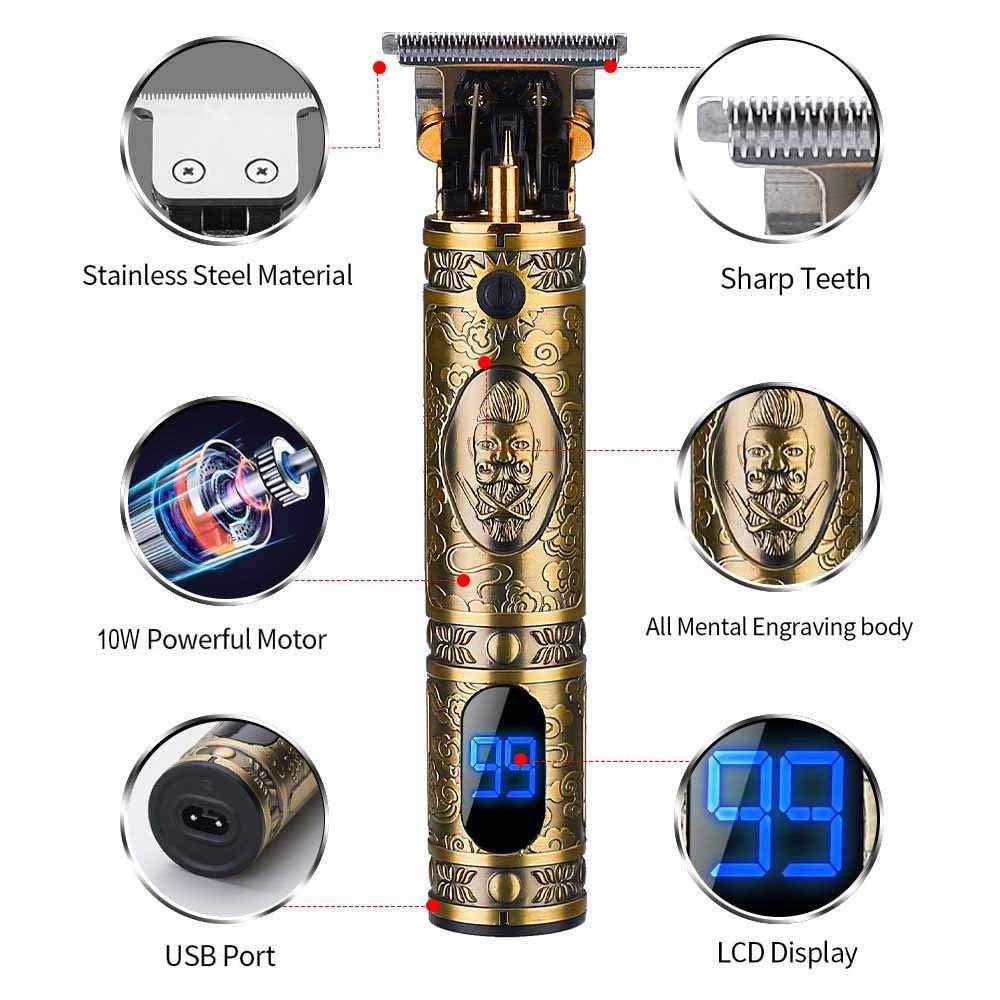 Suttik Hair Clippers for Men, Professional Hair & Beard Trimmer for Men, Mustache Trimmer T-Blade Hair Liner Edgers, Gold Knight Close-Cutting Trimmers