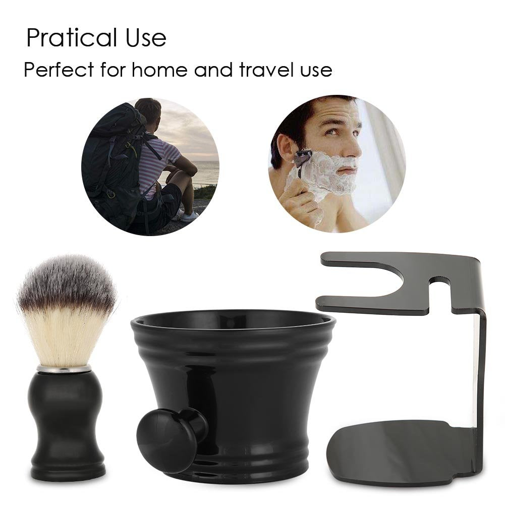 Shaving Brush Set, 3 in 1 Shaving Kit for Men Hair Beard Brush with Stand Shaver Holder and Shaving Bowl Men's Shaving Brush And Bowl Mug for Father Day Gifts