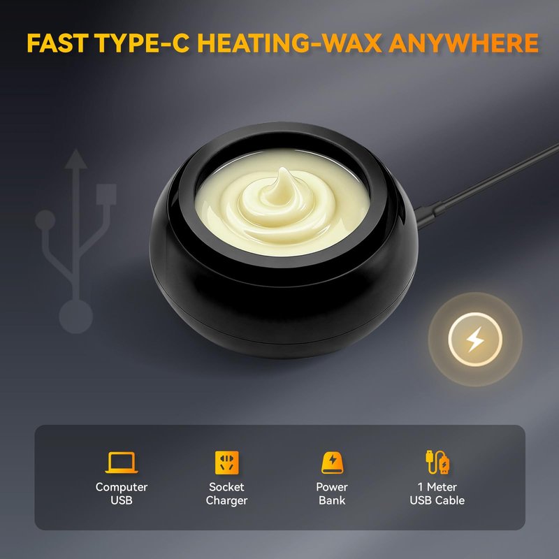 Nose Wax Kit Men, Nose Ear Hair Waxing Kit with 100g Nose Wax, Painless Nose Ear Hair Removal Kit, Smart Constant Temp, USB Fast Heat, Upgraded Capacity, Multi-Accessories