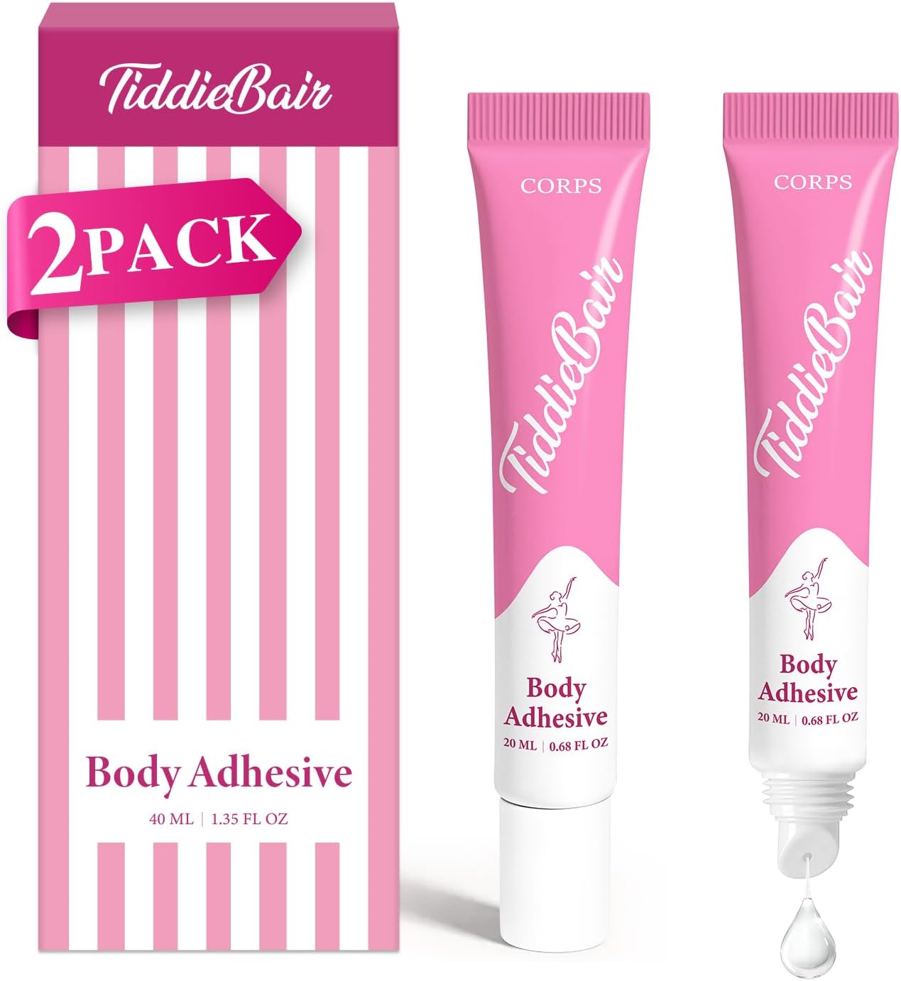 Body Glue for Clothes - 2-Pack 40ml Fabric Adhesive for Seamless Repairs