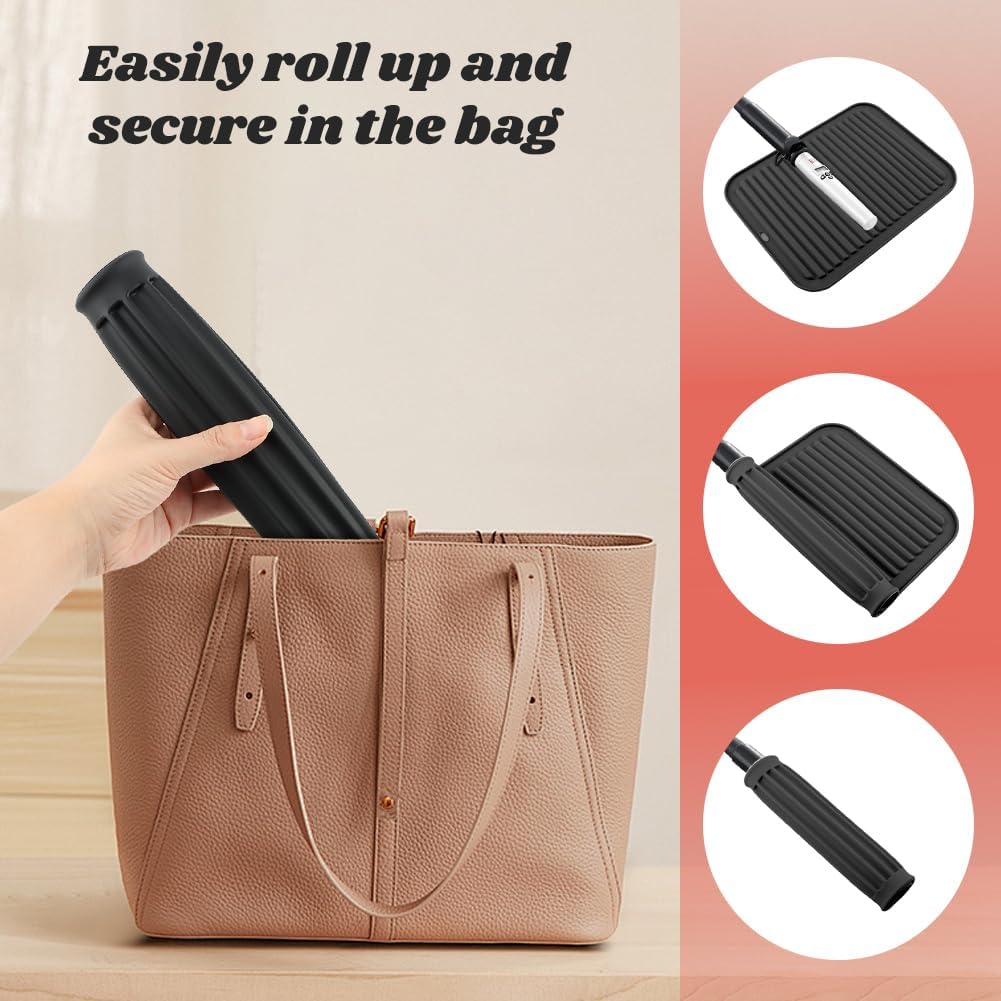 Heat Resistant Silicone Mat for Hair Tools - Portable Styling Pad for Curling & Flat Irons | Black