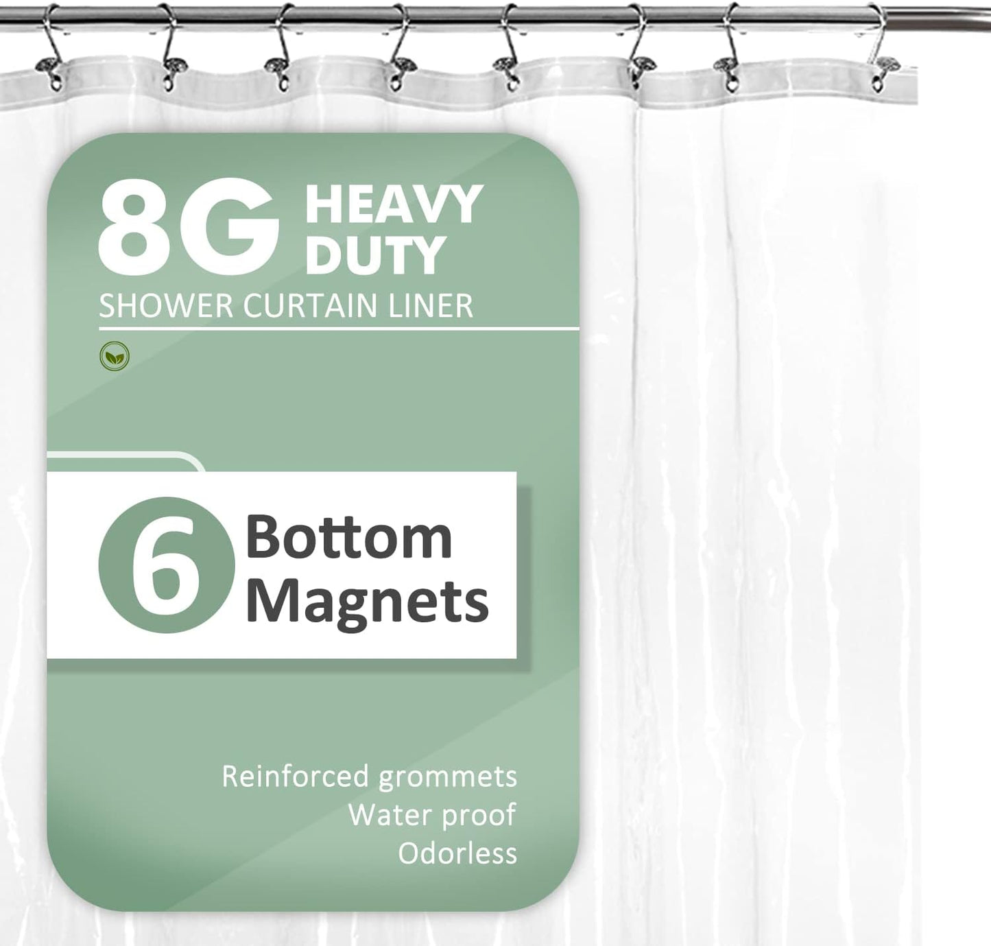 Clear Plastic Shower Liner - Premium Waterproof PEVA Curtain with Rustproof Grommets & 3 Magnets | Standard Size