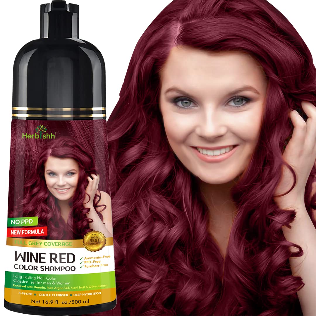 Herbishh Hair Color Shampoo for Gray Hair - Natural 3-in-1 Dye | Dark Coffee, 500ML, Lasts 3-4 Weeks