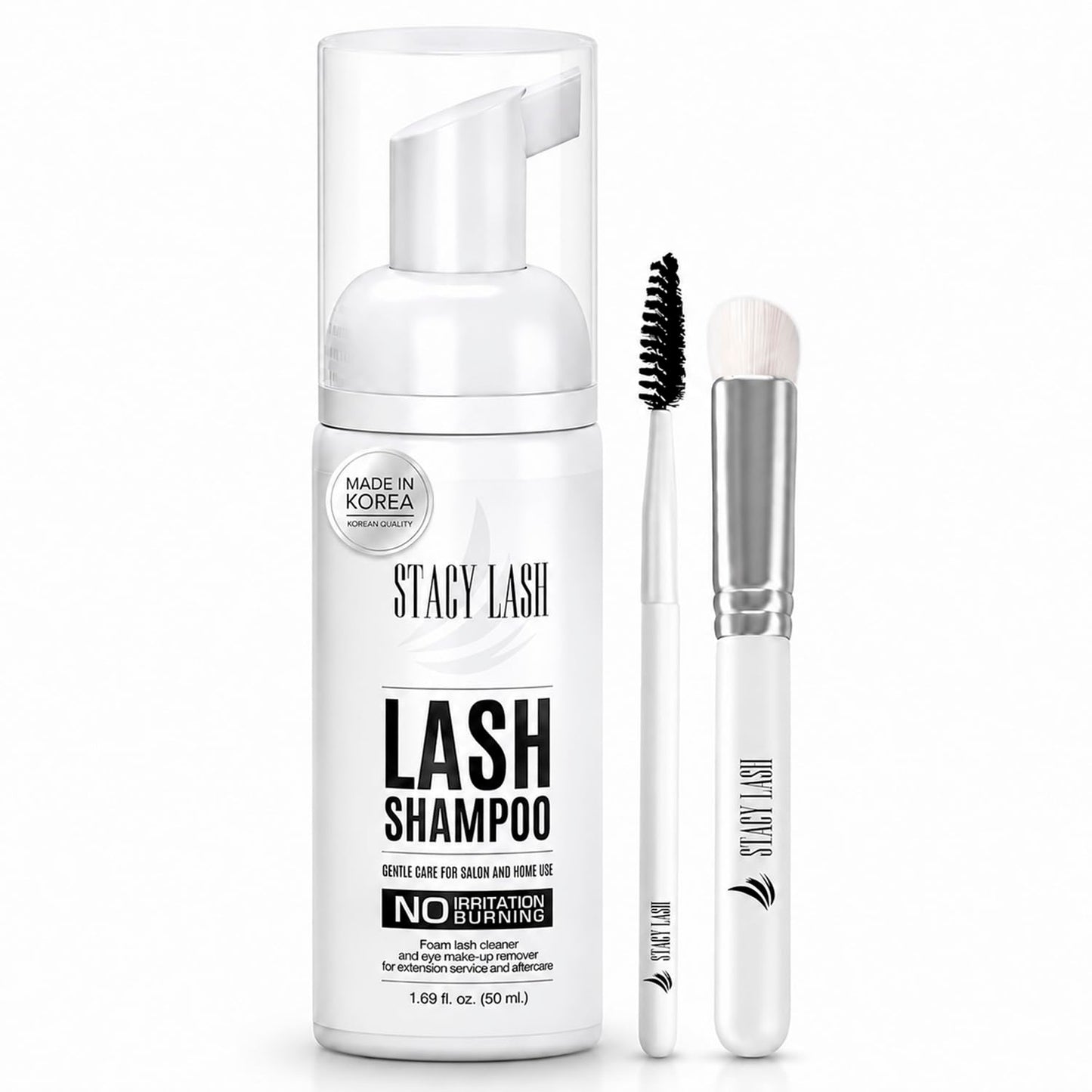 Eyelash Extension Shampoo - Korean Foaming Cleanser with Brush | 3.38 fl. oz / 100ml for Natural & Extension Lashes
