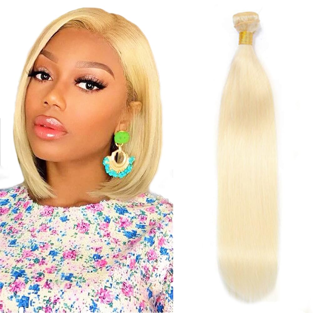 28 inch AuokMar Blonde Bundles Human Hair 613 Straight Bundles 50g Double Weft 8A Grade 613 Blonde Straight Bundle Human Hair Extensions