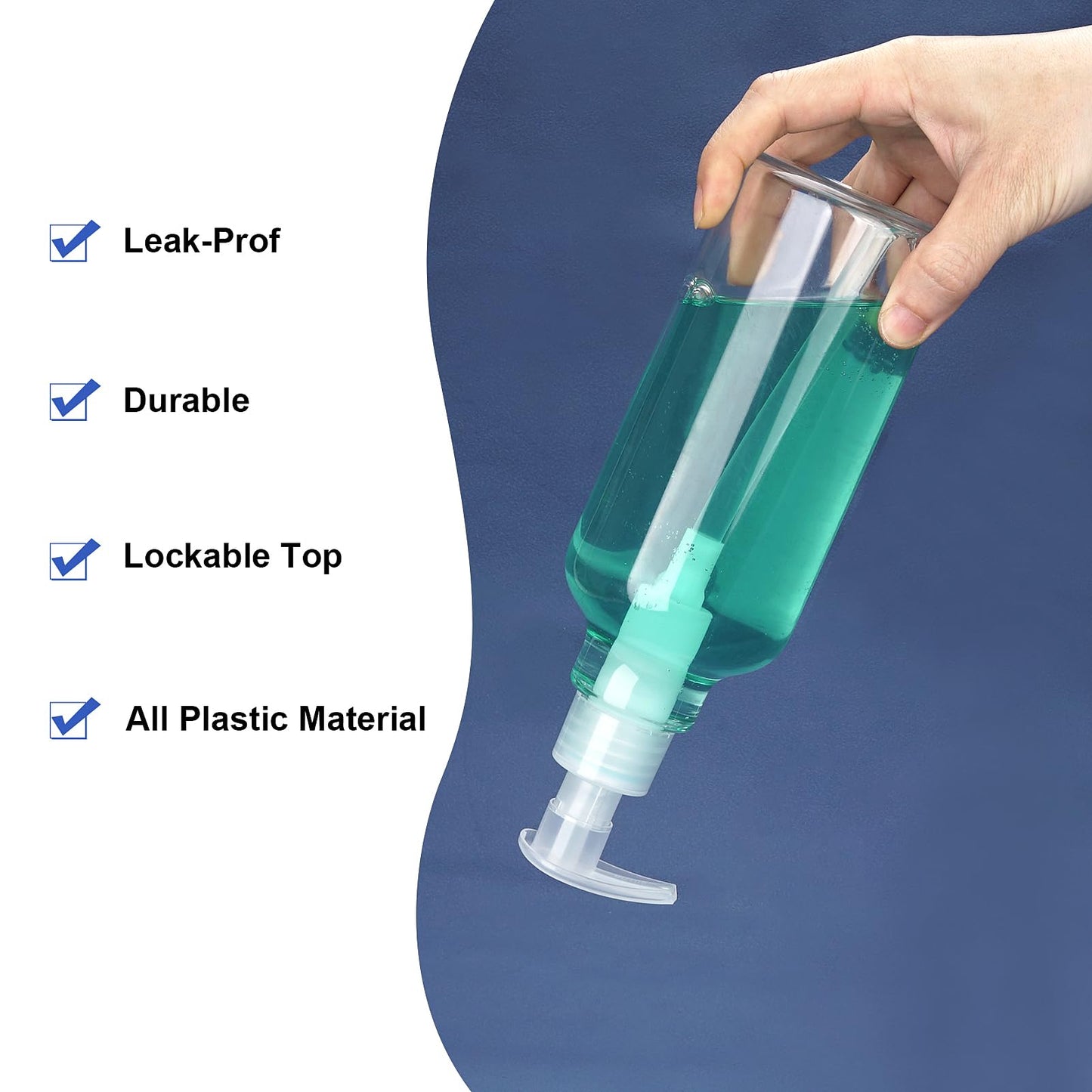Plastic Soap Dispenser Empty Pump Bottles 16.9oz 2 Pack Refillable Liquid Hand Soap Bottle with Leak-Proof Pump for Kitchen, Bathroom, Office Clear