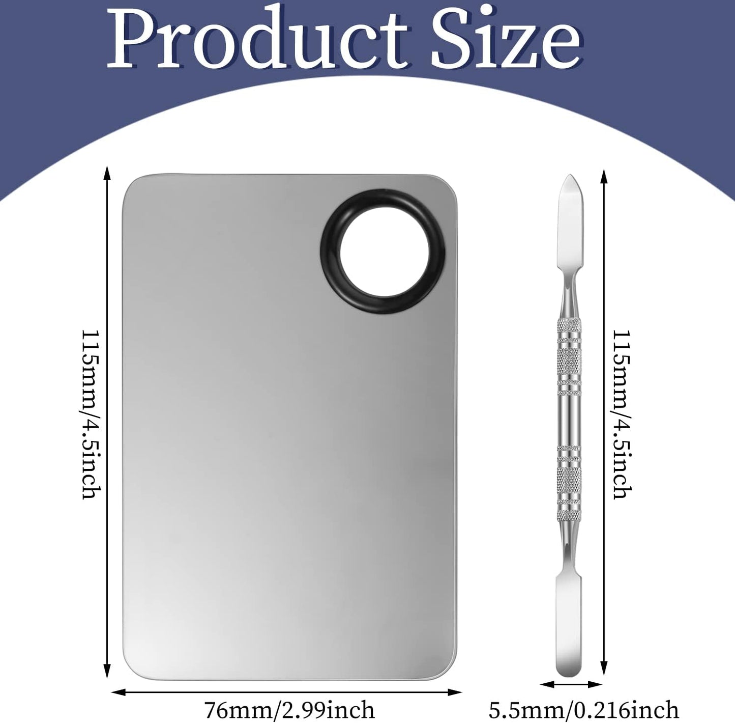 Makeup Mixing Palette Set - Stainless Steel Foundation & Eye Shadow Mixer with Spatula | 2-in-1 Design