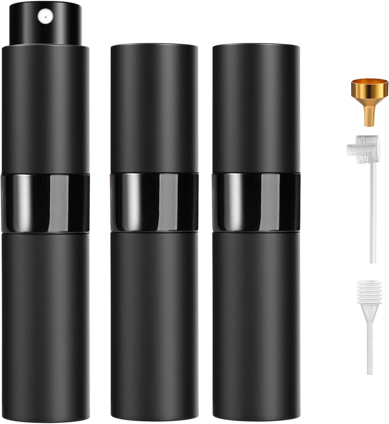 Refillable Perfume Travel Atomizer - 8ML Leakproof Spray Bottle Set (3PCS) | Portable Black Design