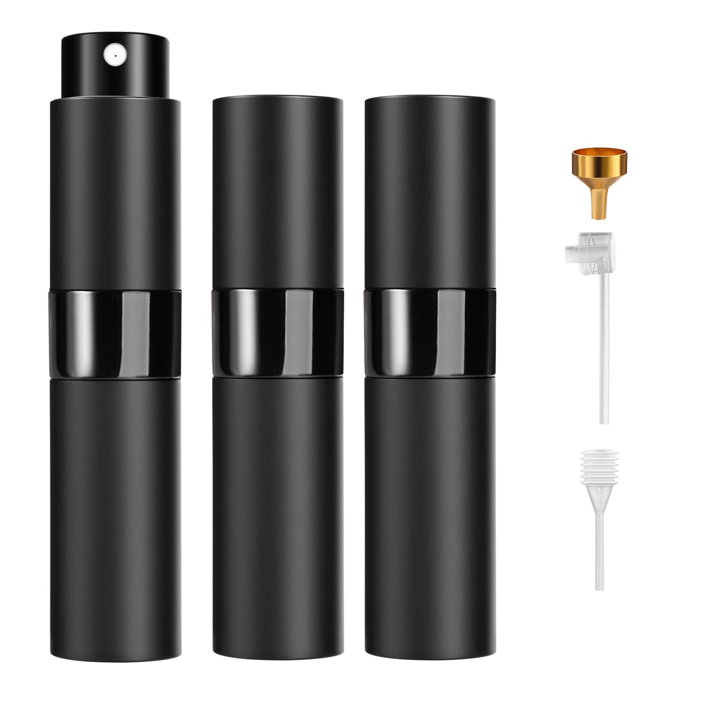 Likealot Perfume Travel Refillable Atomizer 8ML (3PCS) - Empty Cologne Spray Bottle, Portable & Leakproof Sprayer for Travel (Black)