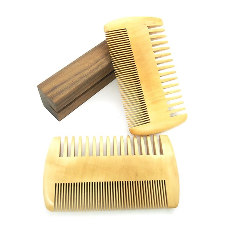Beard Comb Wooden Mustaches Combs Dual Action Teeth for Beards Mustaches The Art of Shaving Beard Comb,Wood color Practical and Deft