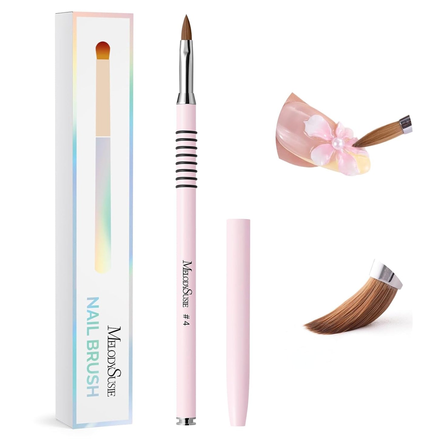 Dual-Ended French Nail Brush & Dotting Pen Set - Nail Art Tool with Holder | Blue, Size #12