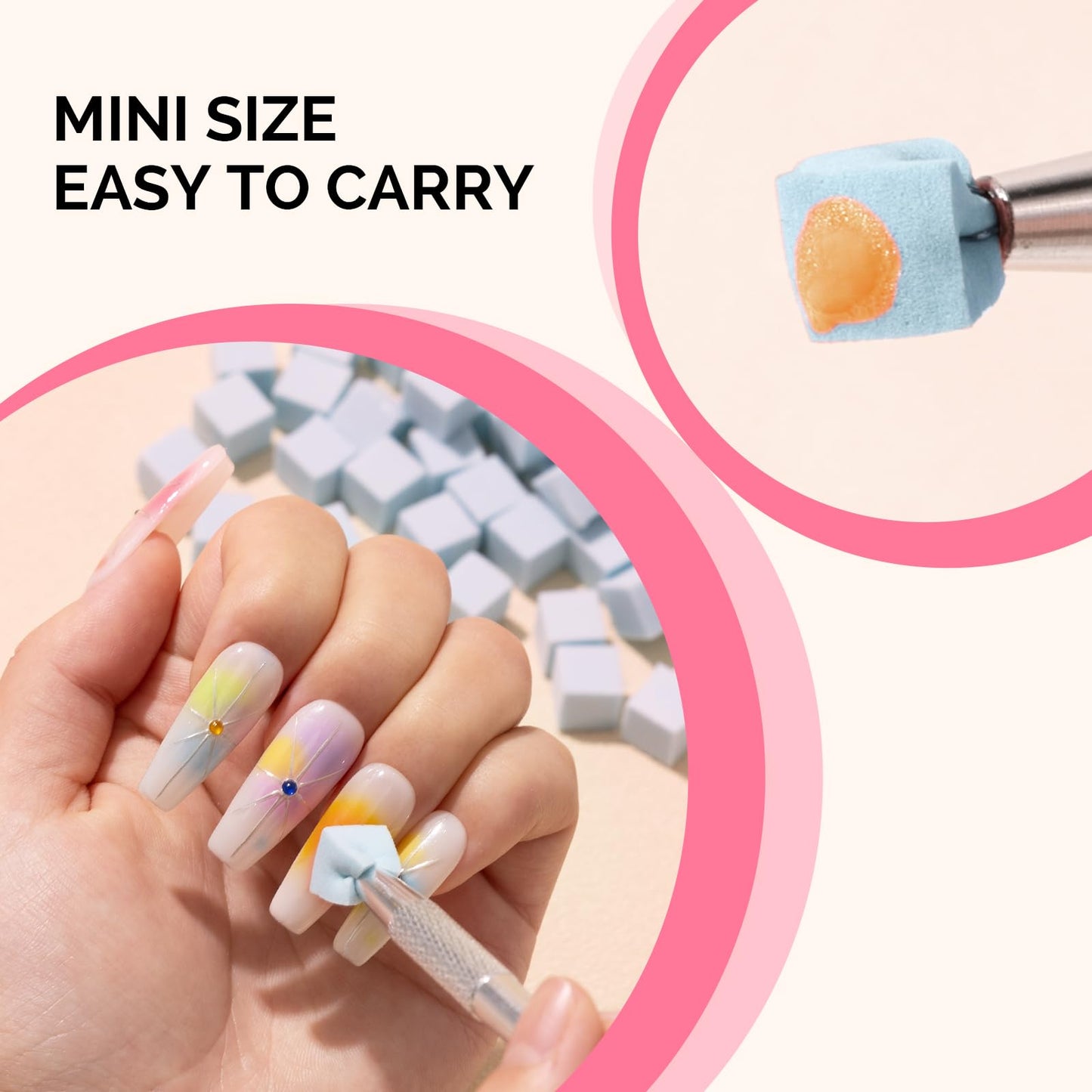 MelodySusie Soft Nail Sponges for Ombre, Nail Art Sponges With Grabbing Pen, Blooming Nails, Gradient Nail, Manicure Nail Art Tools, Professional Accessories Supplies for Home and Salon Use