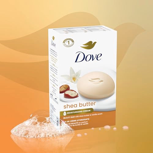 Dove Shea Butter Beauty Bar Soap 3.75 oz Pack of 8 Unscented Nourishing Skin Cleanser