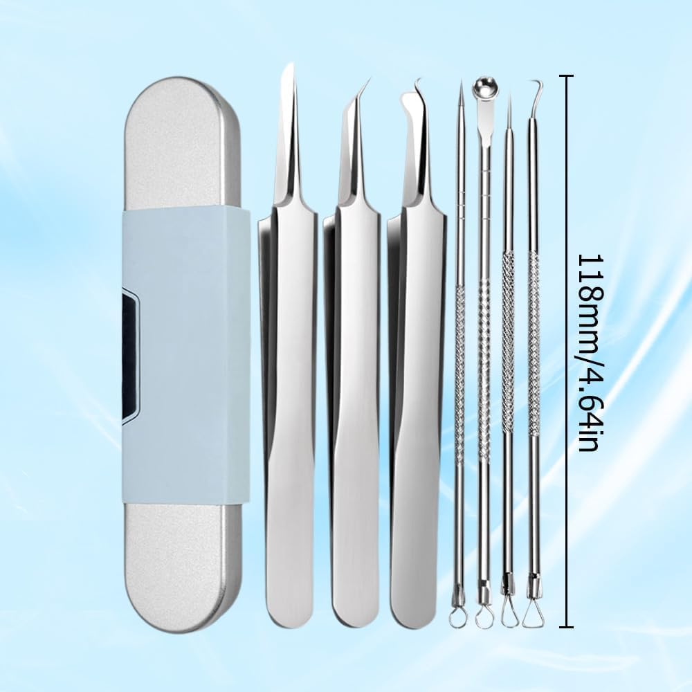 Professional Blackhead Remover Set - 7 Piece Stainless Steel Extraction Tools for Clear Skin