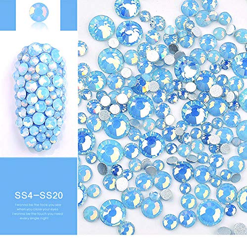 DAODER 4 Pack Sparkly Opal Rhinestones for Nails & Crafts - 7 Sizes, 4 Colors