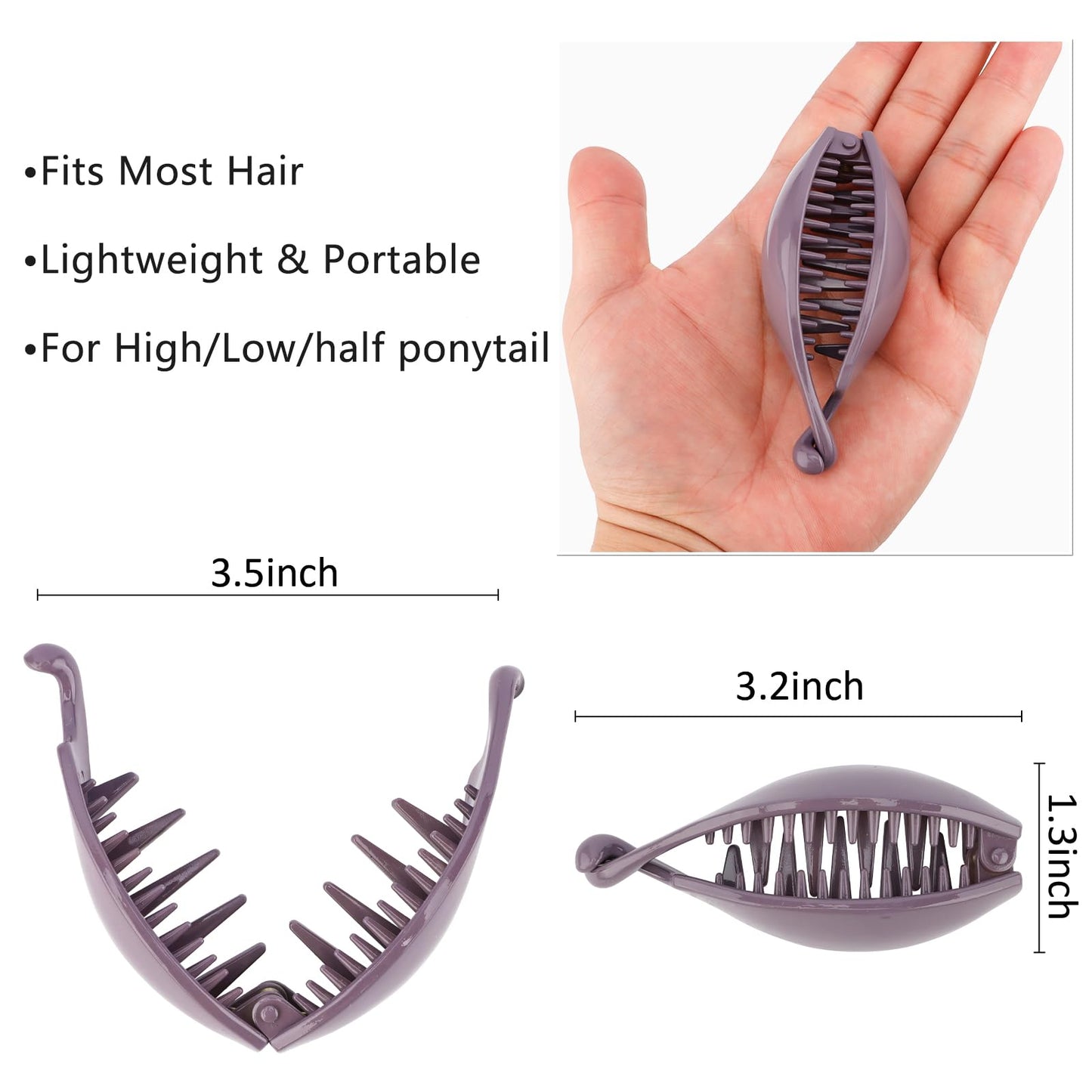 Hapdoo 4PCS Small Banana Clip, Banana Clips for Thin Hair Strong Hold Bun Holder Jaw Barrettes for Women and Girls