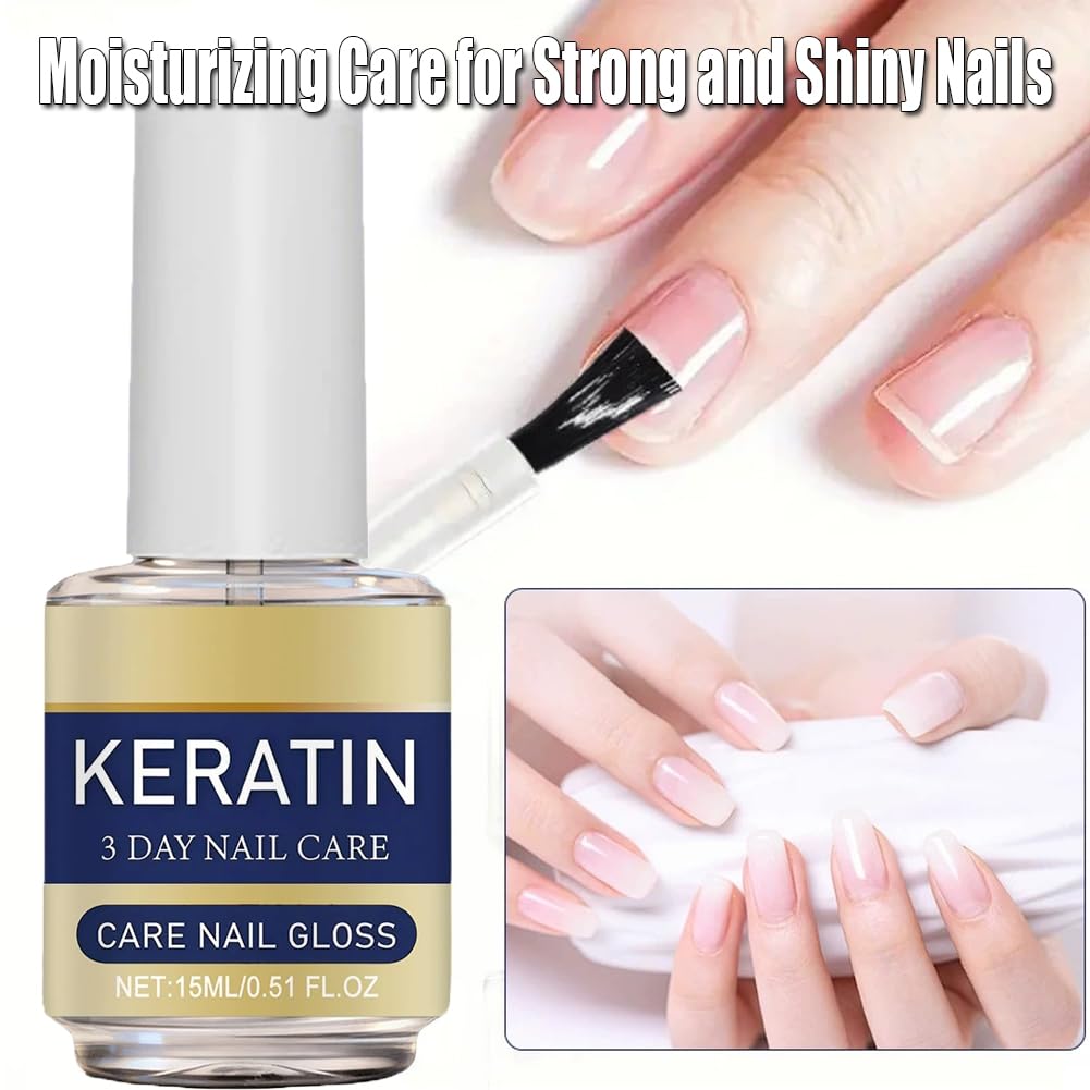 Keratin Nail Polish - Strengthening Treatment for Strong, Shiny Nails | Deep Moisturizing Formula (2 Pcs, 16ml)