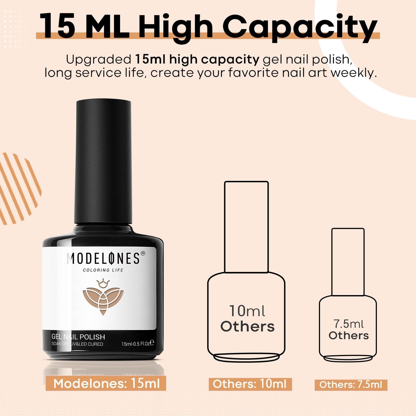 Modelones Gel Nail Polish - Caramel Coffee Brown Soak Off | 15ML Neutral Nude Color for DIY Nail Art & Manicure
