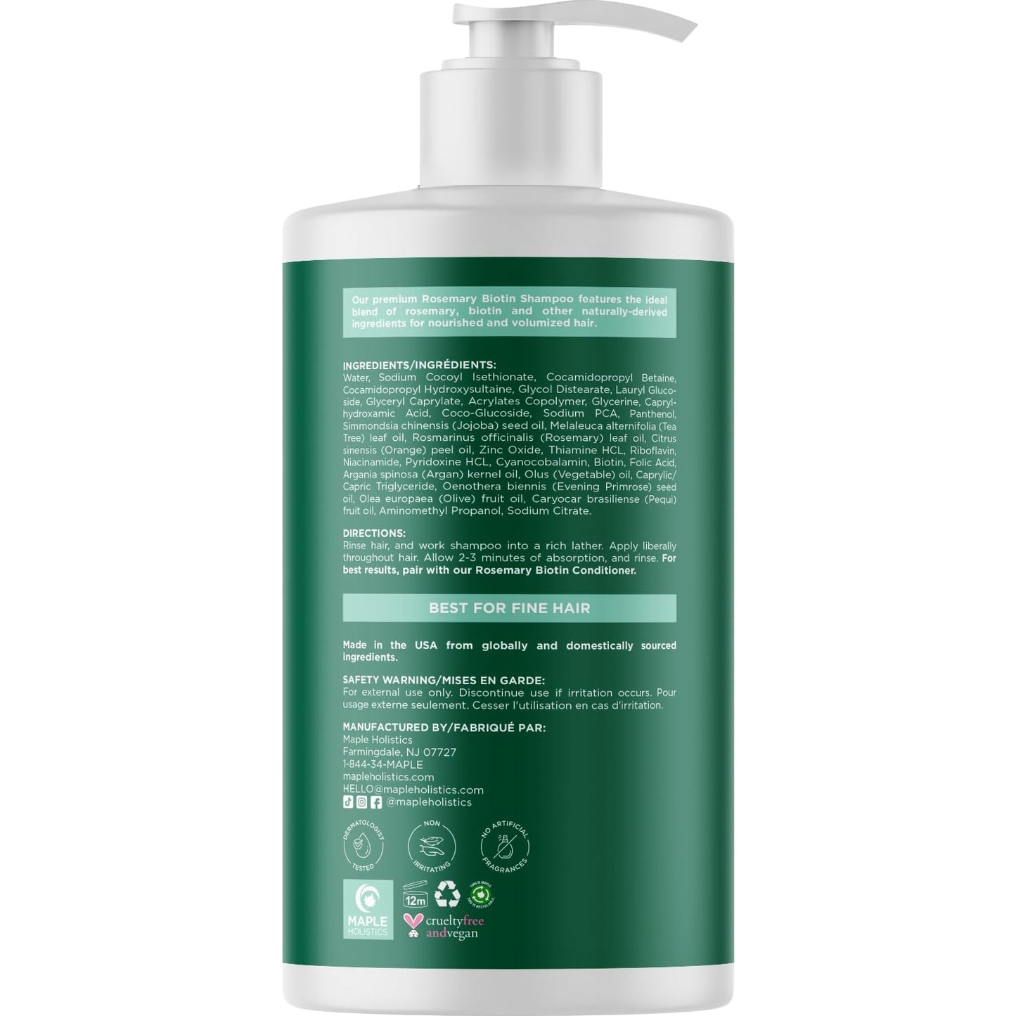Volumizing Biotin and Rosemary Shampoo - Vegan Rosemary Biotin Shampoo for Thinning Hair for Women and Men with Nourishing B Vitamins & Tea Tree Oil - Paraben Silicone & Sulfate Free (25 Fl Oz)