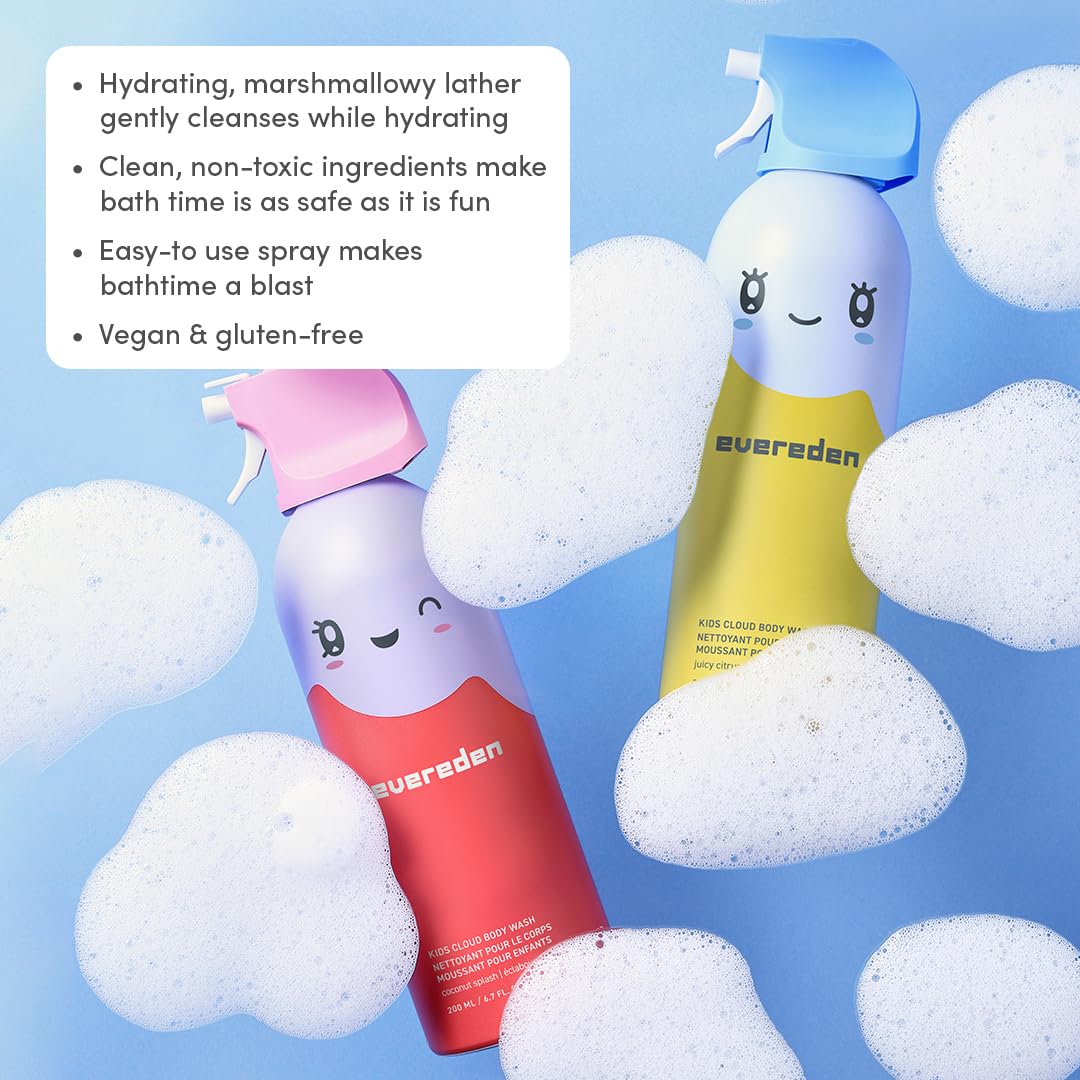 Evereden Kids 2-in-1 Shampoo & Conditioner + Foam Body Wash, EWG Verified