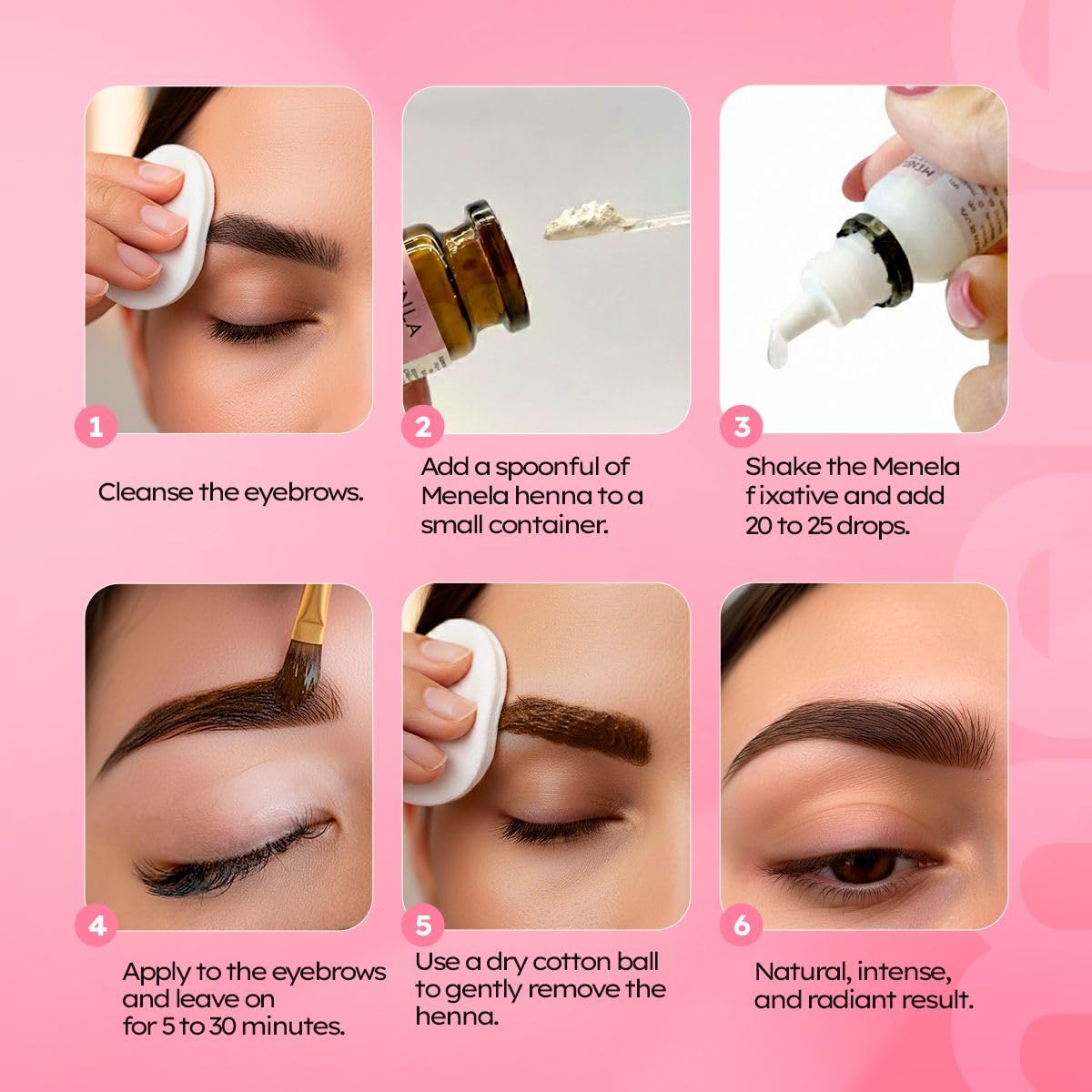 MENELA Dark Blonde Eyebrow Henna Kit – Henna for Eyebrows – Eyebrow Dye & Henna for Brow – Natural Vegan Ammonia-Free – Up to 60 Applications, 2.5g Henna & 15ml Fixer, Bamboo Extract