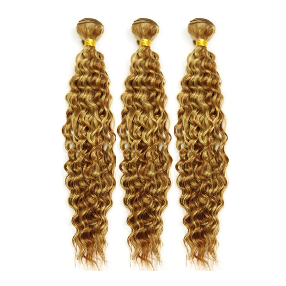 P27/30 Human Hair Bundles Honey Blonde Body Wave Bundles 8A Brazilian Virgin Remy 3 Bundles 12 12 12 Inch Double Weft Light Brown Hair Extensions