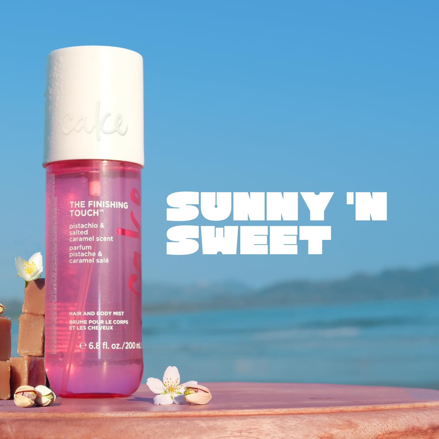 Cake Beauty Hair & Body Mist - Pistachio & Salted Caramel Scent | Infused with Vitamin E & Argan Oil - 6.8 Fl Oz / 200 mL