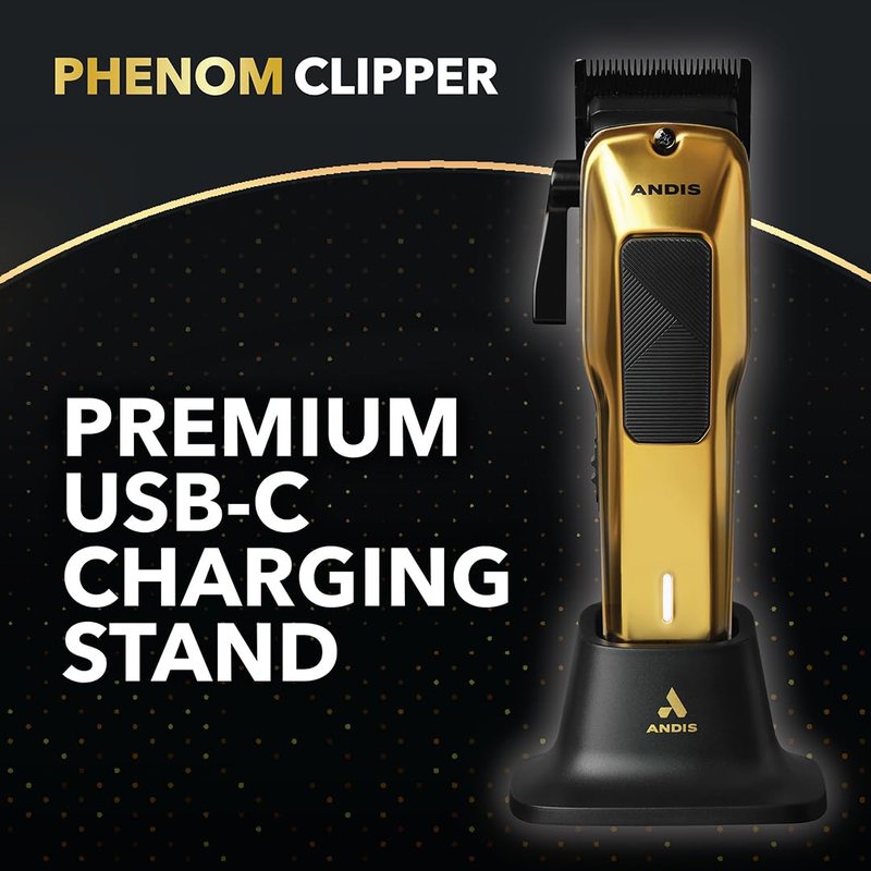 Andis 562312 Phenom Professional Corded/Cordless Hair Clipper, Adjustable Phaze Blade, Close Cutting, Gold
