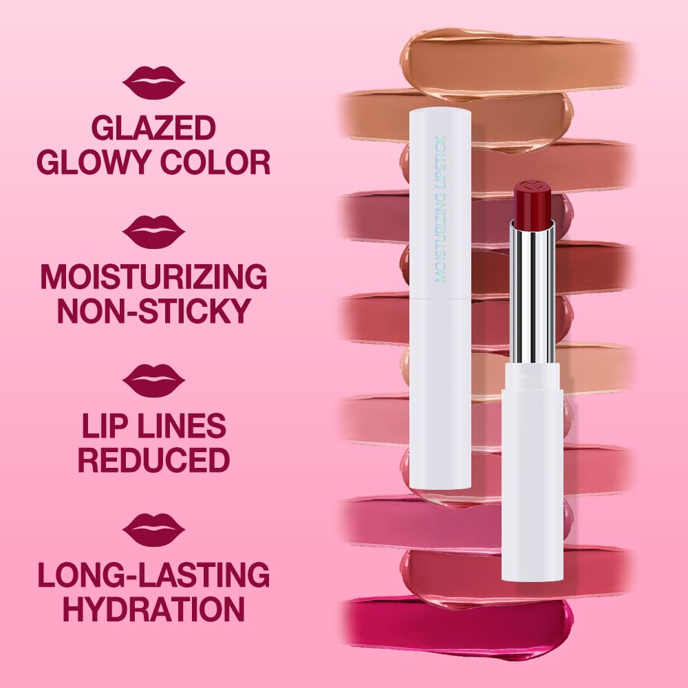 HHLTOH 1Pcs Tinted Lip Balm Moisturizing Lipstick – Waterproof Hydrating Matte Lip Balm for Women, Creamy Natural Color Stain for Dry Lips,Soft Matte Finish with Subtle Scent (#12 Berry Rose Red)