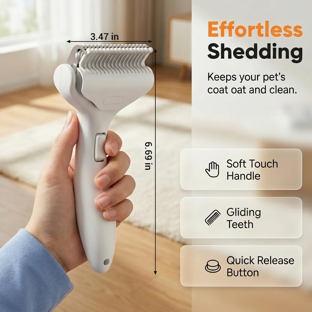 Dematting Comb for Dogs & Cats - Dual-Sided Grooming Brush for Long Hair | Removes Tangles & Loose Fur (Lemon Yellow)