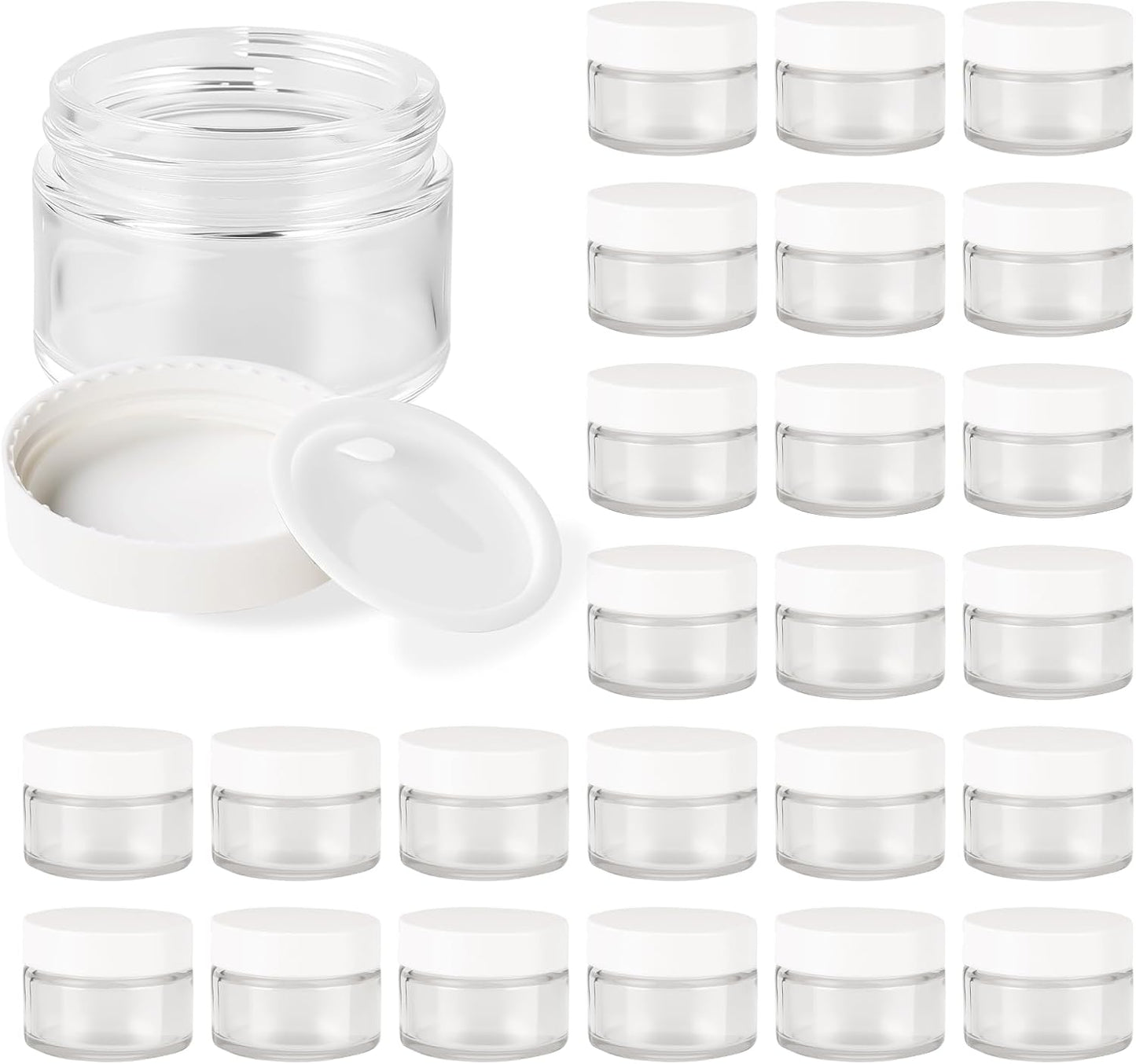 Amber Glass Jars - 25 Pack Round Cosmetic Containers with Lids | Travel Size for Scrubs, Lotions, and Bath Salts