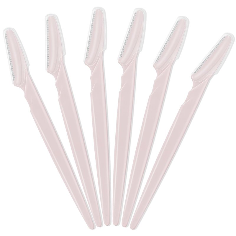 JHZMCRX 6 Pcs Eyebrow Razor Face Razors Multipurpose Facial Razors for Women Men Eyebrow Trimmers Shaver with Protective Cover Dermaplaning Facial Hair Removal Tools Light Pink