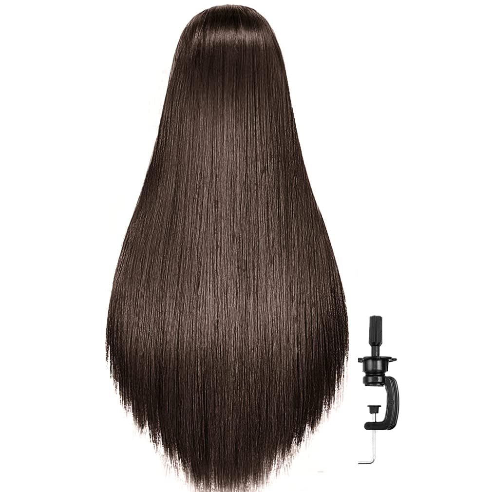 Mannequin Head with Hair - Brown 26"-28" | #4 Shade for Makeup, Braiding, and Hairdressing Training