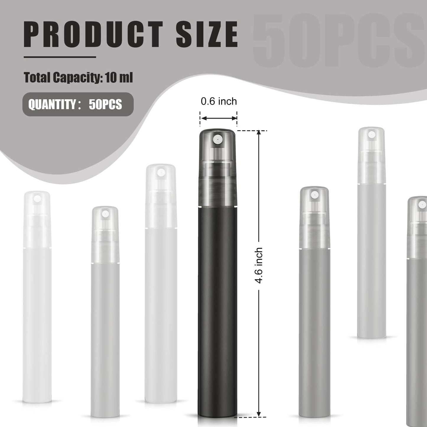 Remerry 50 Pcs 10 ml Mini Spray Bottles Perfume Spray Bottles Plastic Travel Refillable for Women Small Fine Mist Sprayers Portable Frosted Perfume Sprayers Empty Atomizer for Essential Oil