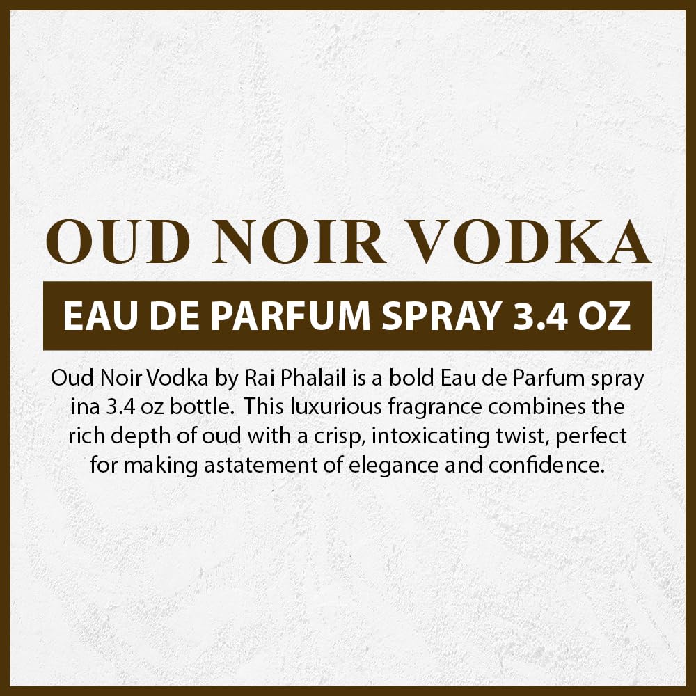 Oud Noir Vodka Eau De Parfum - Unisex Fragrance 3.4 oz | Luxurious Scent