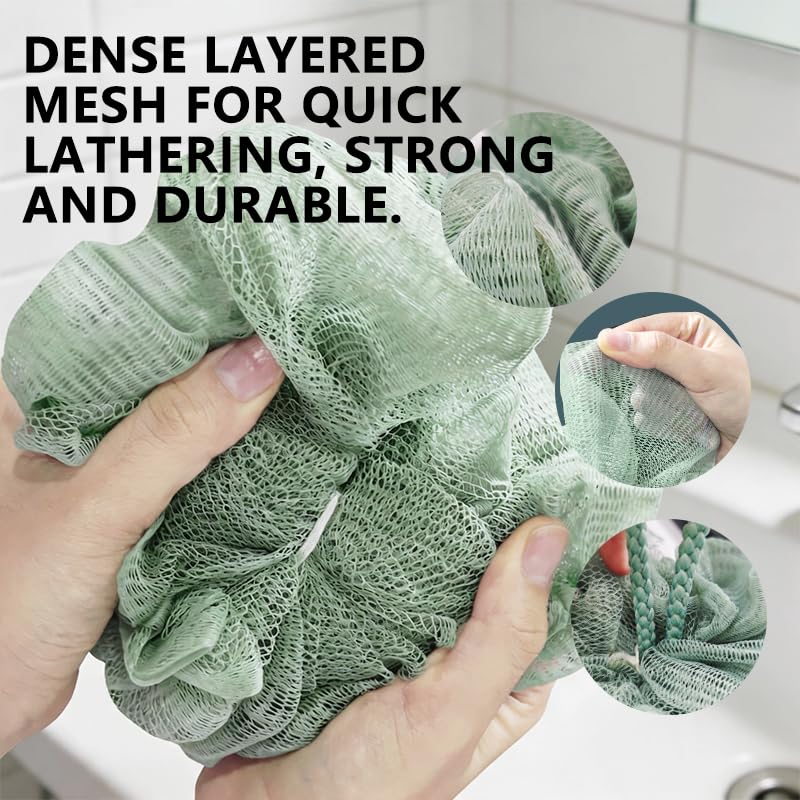 Soft Mesh Bath Loofah Sponge Set - 4 Pack for Gentle Exfoliation