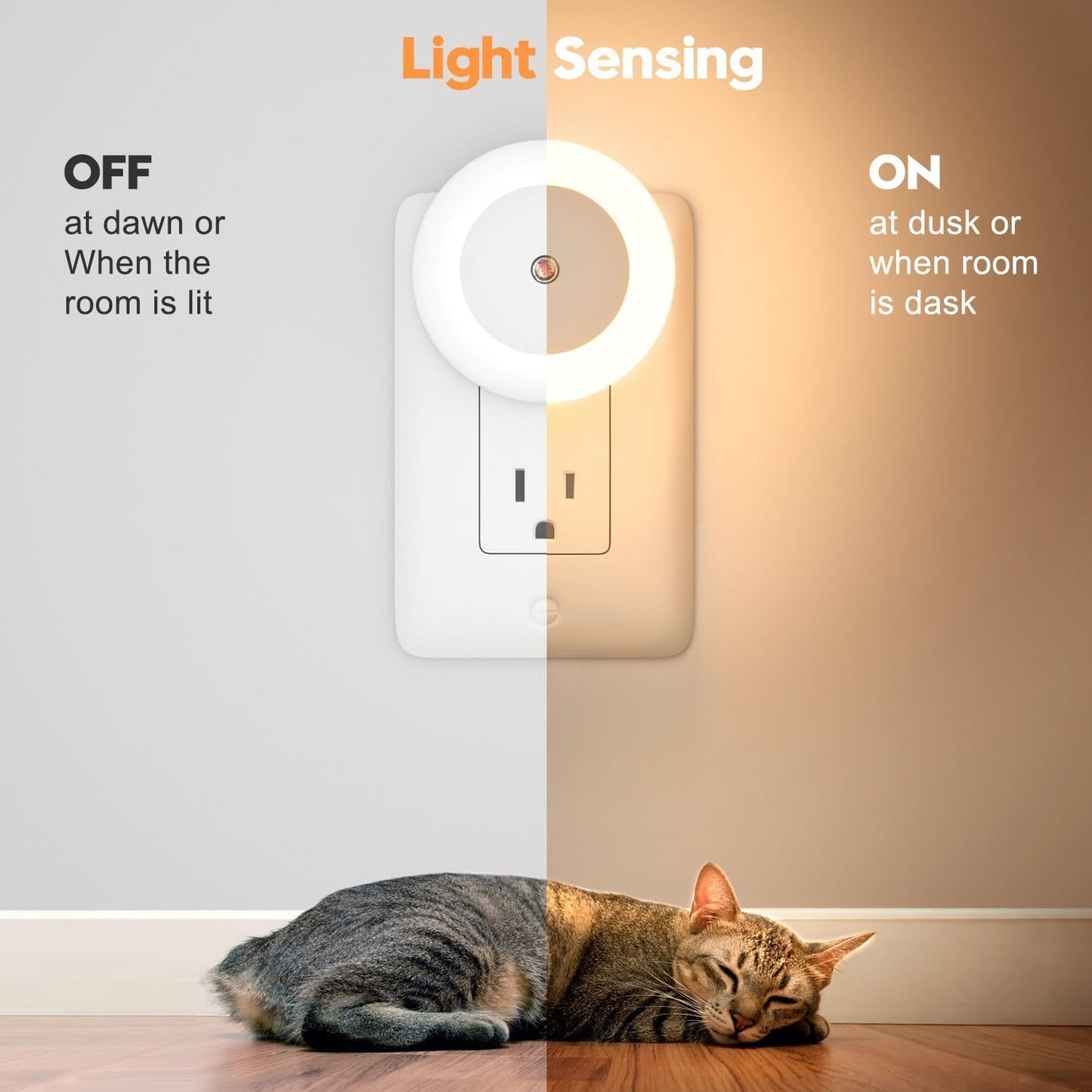 Backlit Night Lights Plug Into Wall 2 Pack, Soft White with Adjustable Brightness, for Kids Adults Nursery Bedroom Bathroom Hallway Kitchen